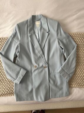 Light Blue Double-Breasted Blazer Jacket